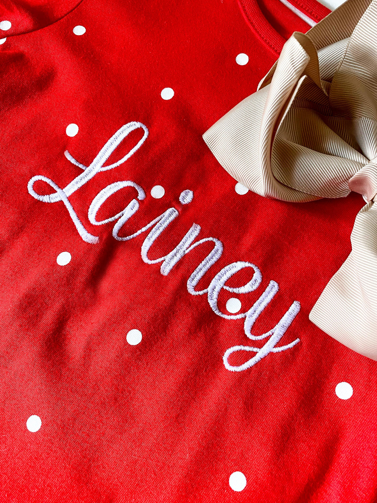 Girl's Monogrammed Christmas Reindeer Dress, Cotton Dress with Name, Family Christmas Photo Outfit, Christmas Holiday Party Dress - Savannah Creations