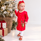 Girl's Christmas Reindeer Dress | Red Holiday Dress - Savannah Creations