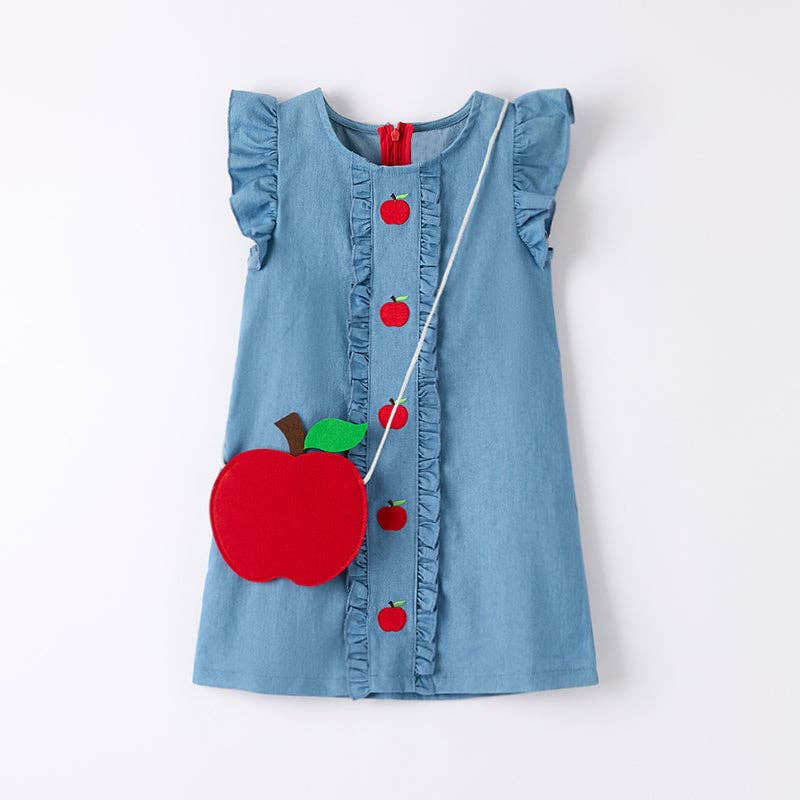 Girls Summer Back To School Applique Dress With Matching Bag - Savannah Creations
