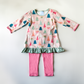 Girls Christmas tunic and pink leggings two piece holiday outfit

