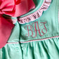 Girls' Monogrammed Button-Front Dress: Ruffle Detail Cotton Summer Outfit
