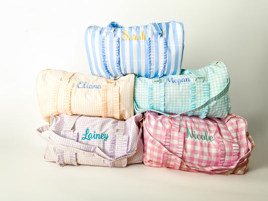 Girls' Monogrammed Duffle Bag: Pastel Sleepover Bag