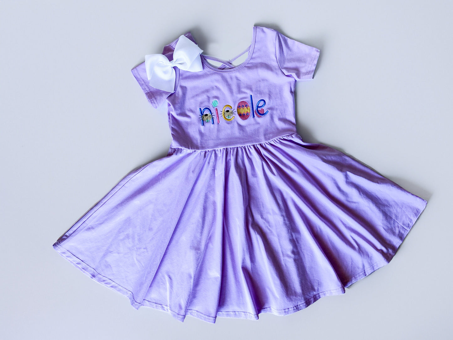 Girls' Monogrammed Easter Dress: Twirl Dress with Bow