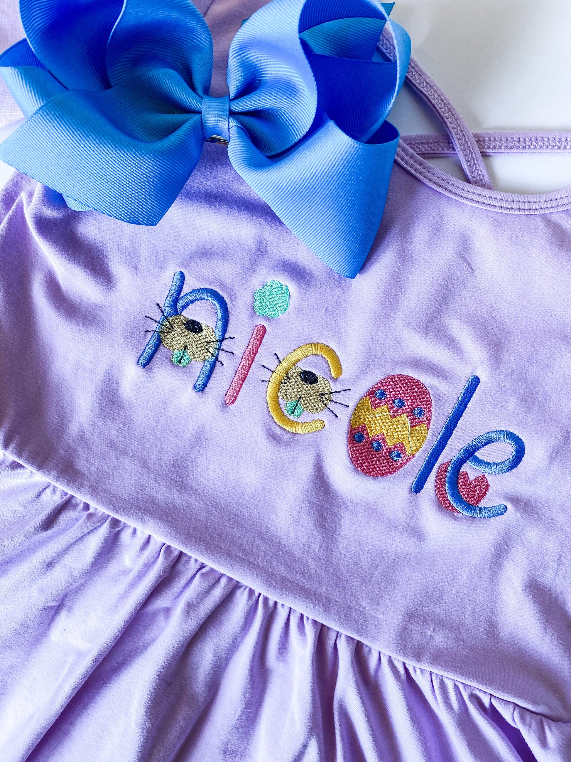 Girls' Monogrammed Easter Dress: Twirl Dress with Bow