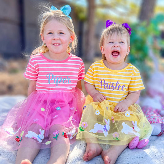Girls' Monogrammed Easter Tutu Dress: Bunny Appliqué