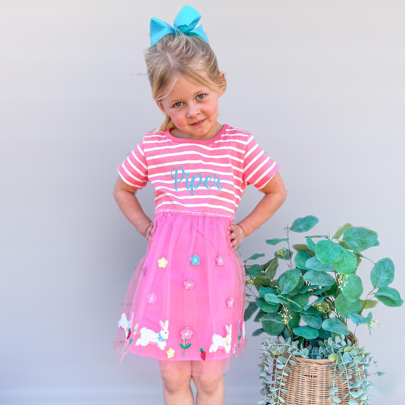 Girls' Monogrammed Easter Tutu Dress: Bunny Appliqué
