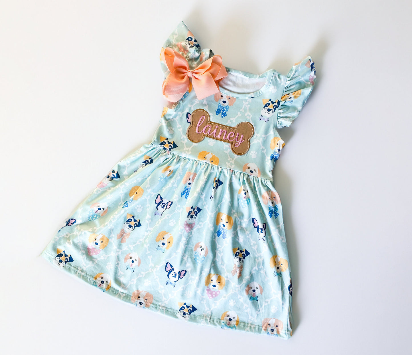 Girls' Monogrammed Puppy Dress: Dog Lover Birthday Party Outfit