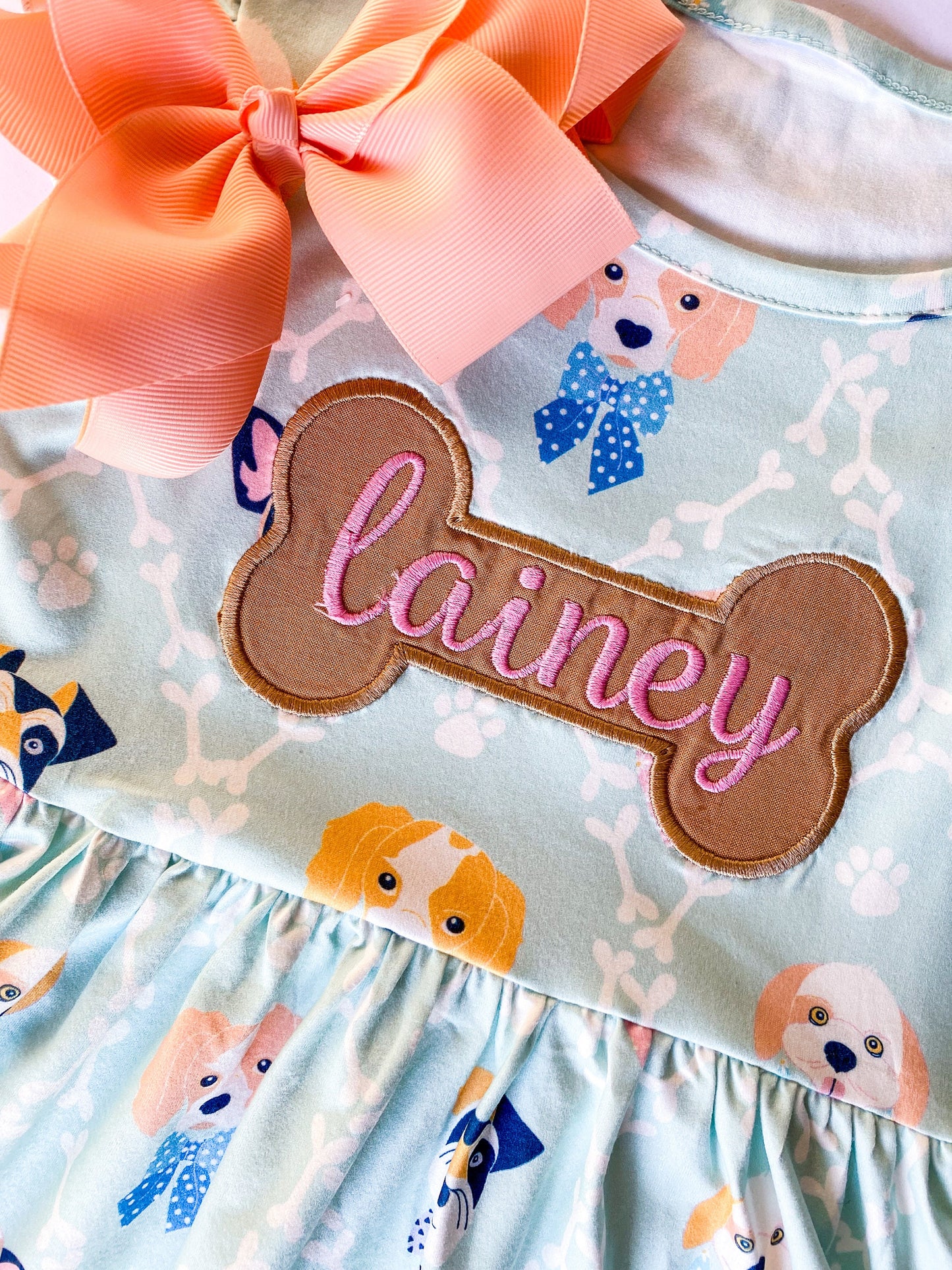 Girls' Monogrammed Puppy Dress: Dog Lover Birthday Party Outfit
