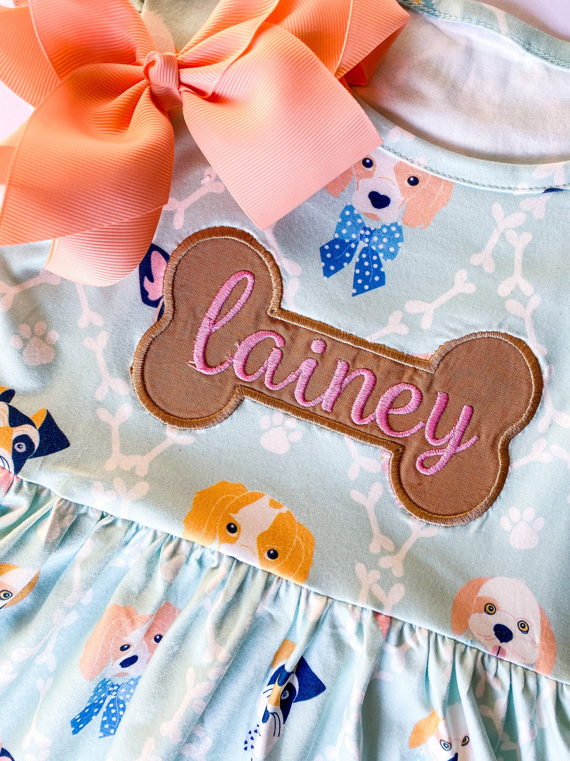 Girls' Monogrammed Puppy Dress: Dog Lover Birthday Party Outfit