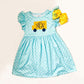Girls' Monogrammed School Bus Dress with Matching Bow: Embroidered First Day Outfit