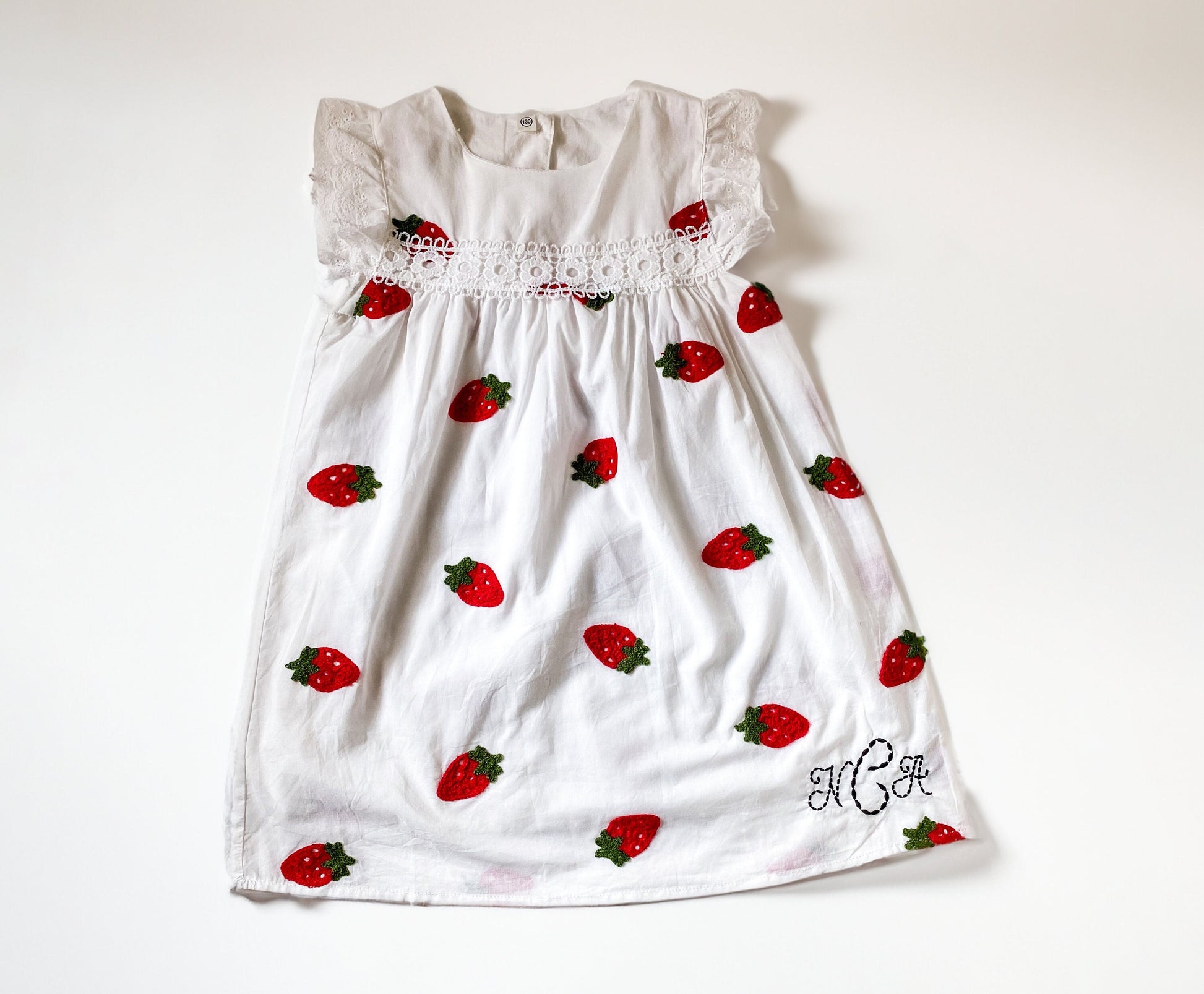 Girls' Monogrammed Strawberry Dress: Embroidered Custom Summer Outfit