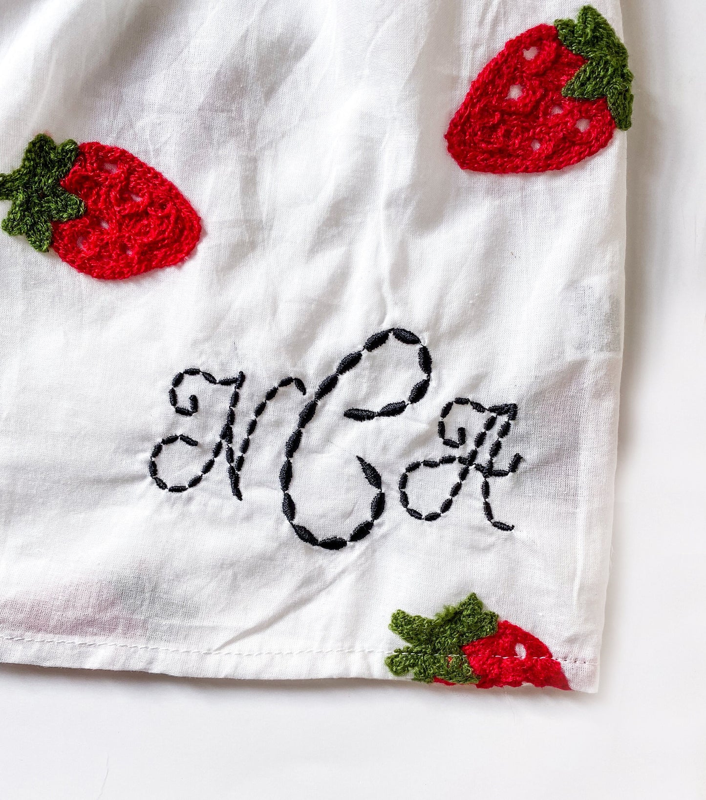 Girls' Monogrammed Strawberry Dress: Embroidered Custom Summer Outfit