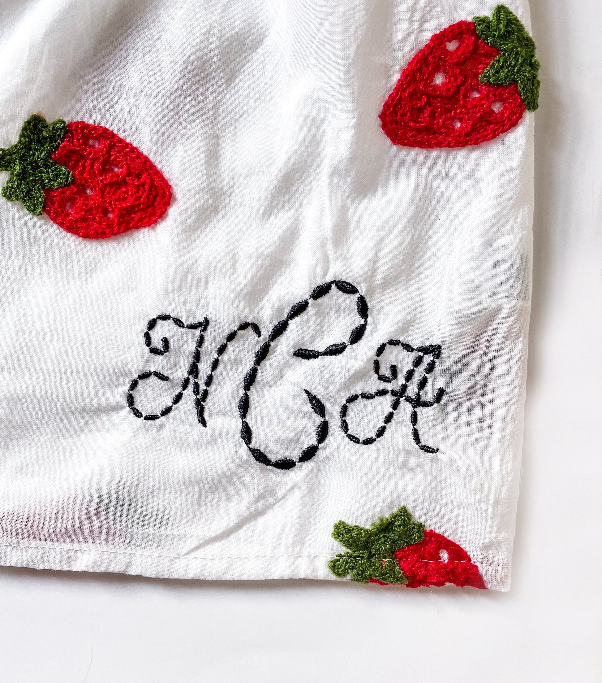 Girls' Monogrammed Strawberry Dress: Embroidered Custom Summer Outfit