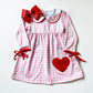 Girls Valentine's Day Dress, Pink Gingham, Monogrammed Peter Pan Collar, Heart Applique