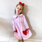 Girls Valentine's Day Dress, Pink Gingham, Monogrammed Peter Pan Collar, Heart Applique