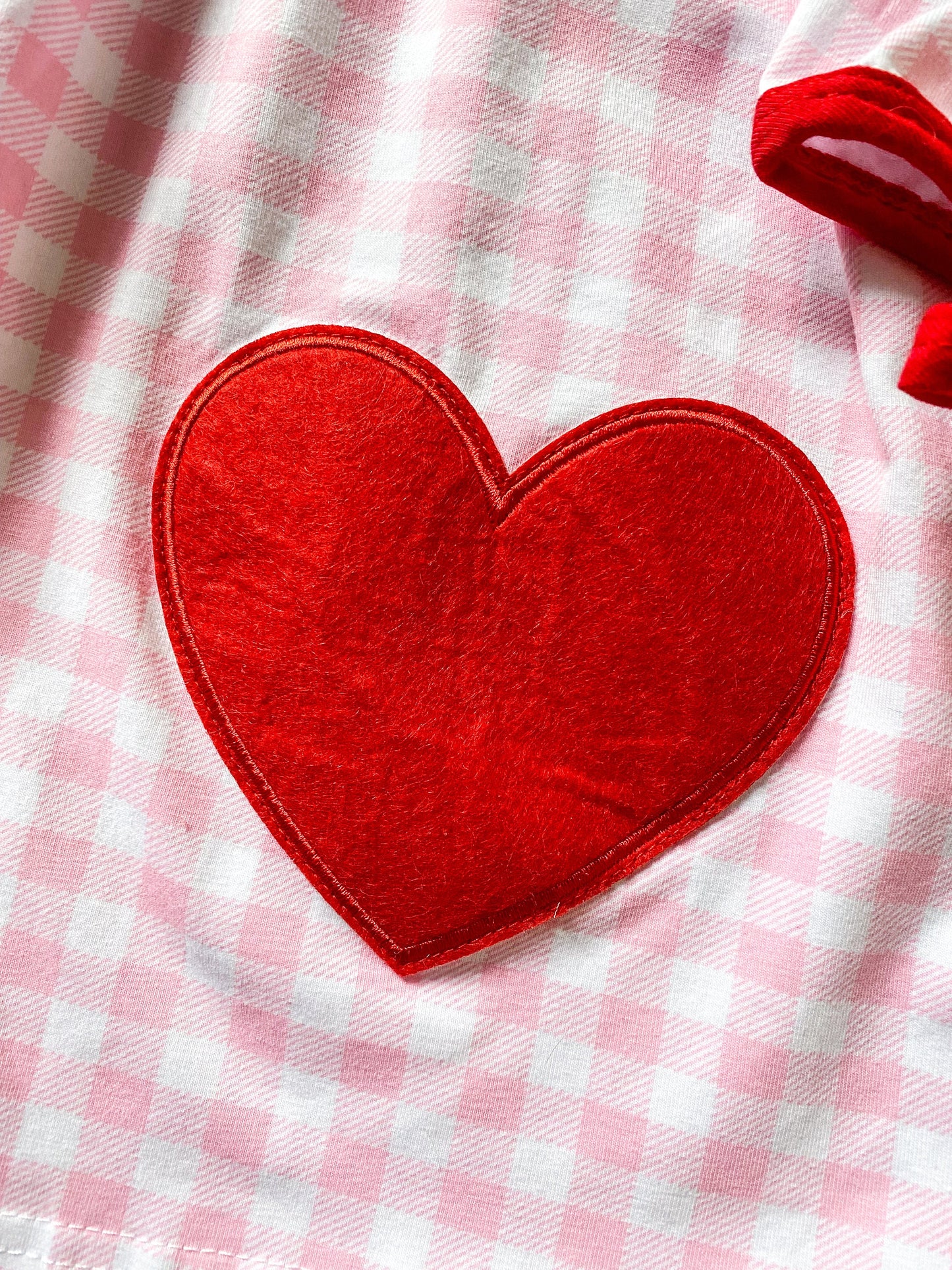 Girls Valentine's Day Dress, Pink Gingham, Monogrammed Peter Pan Collar, Heart Applique