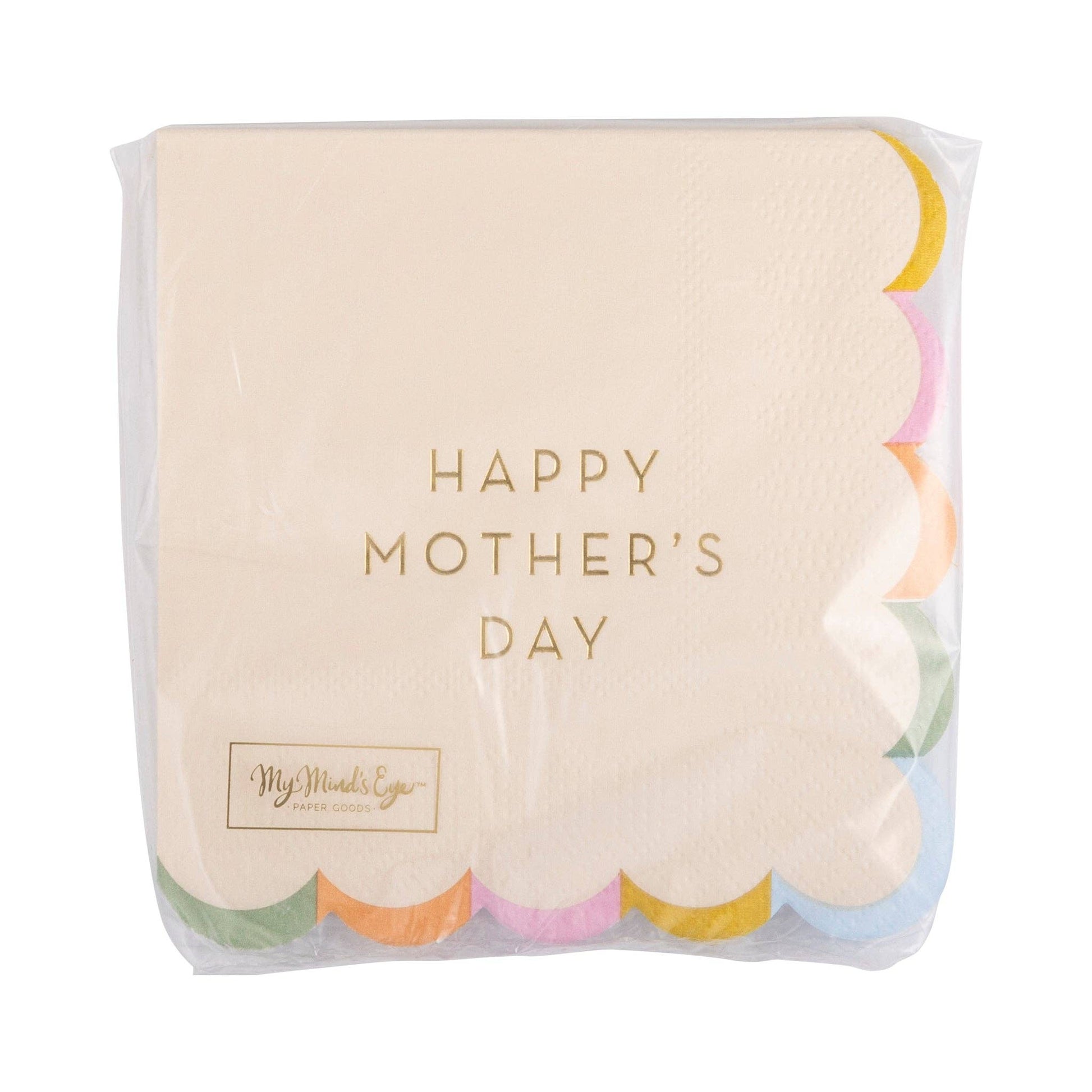 Festive Gold Foil Mother's Day Scalloped Napkin Set - 18 Pack - Savannah Creations