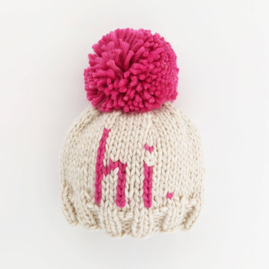 Hi. Neon Pink Knit Beanie Hat for Baby - Savannah Creations