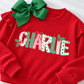 Holly Jolly & Bow — Personalized Red Christmas Ruffle Sweatshirt - Savannah Creations