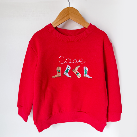 Howdy Holidays | Christmas Cowboy Boots Sweatshirt - Savannah Creations