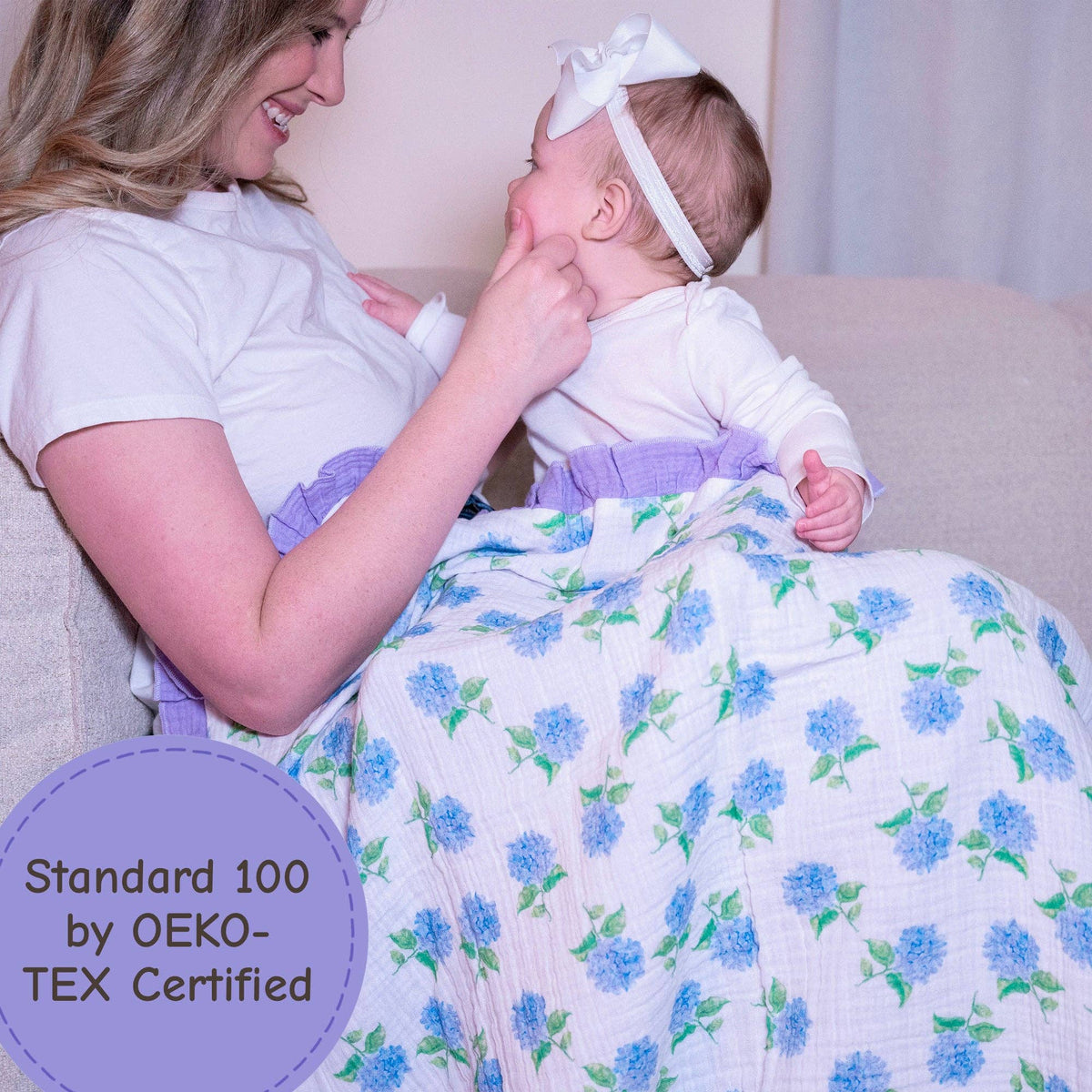 Muslin Quilt Baby & Kids Ruffle Blanket Hydrangea - Savannah Creations