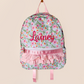 Personalized Floral Ruffle Backpack for Girls | Custom Embroidered School Backpack | Pink Flower Book Bag for Preschool, Elementary & Travel