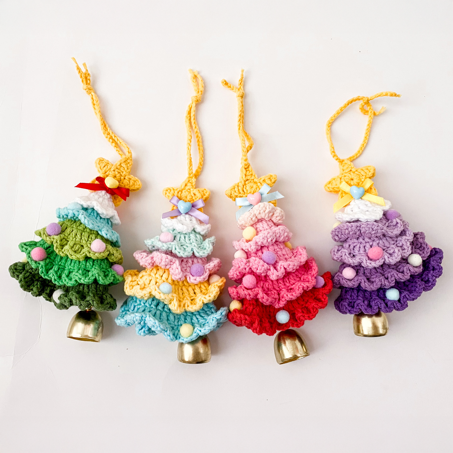 Plush Christmas Bell Ornaments Crochet Christmas Tree Mini Decor & Car Hanging