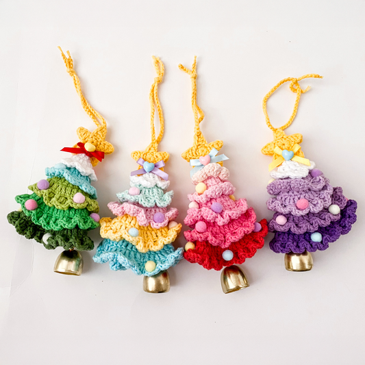 Plush Christmas Bell Ornaments Crochet Christmas Tree Mini Decor & Car Hanging