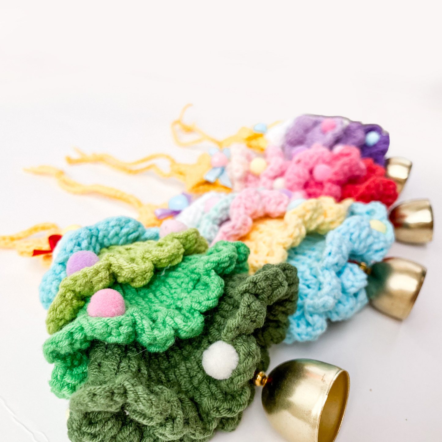 Plush Christmas Bell Ornaments Crochet Christmas Tree Mini Decor & Car Hanging