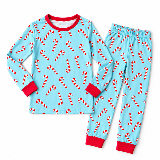 Kid's Candy Cane Pajama 2 Piece Set - Savannah Creations