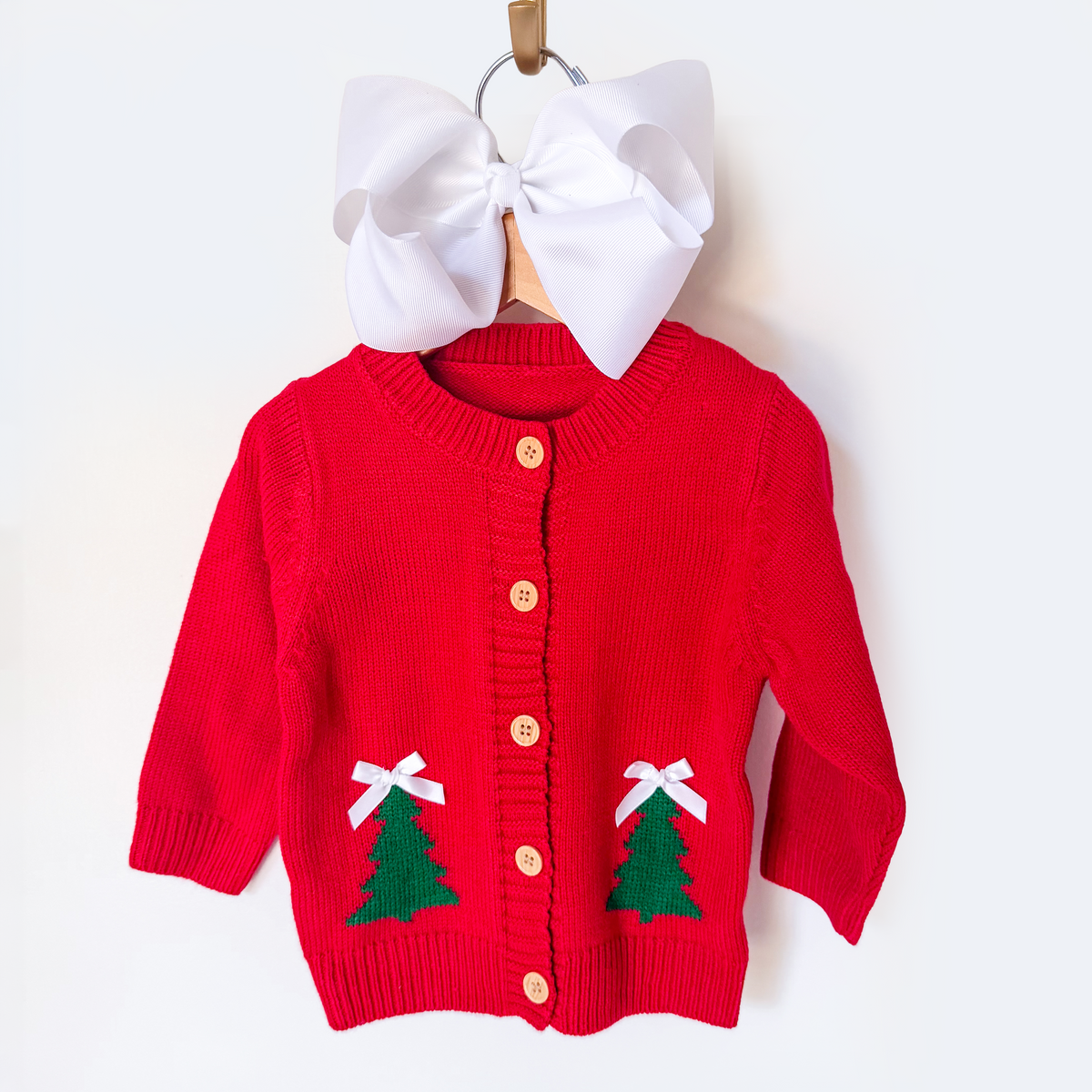Kid’s Christmas Tree Cardigan | Holiday Bow Sweater - Savannah Creations