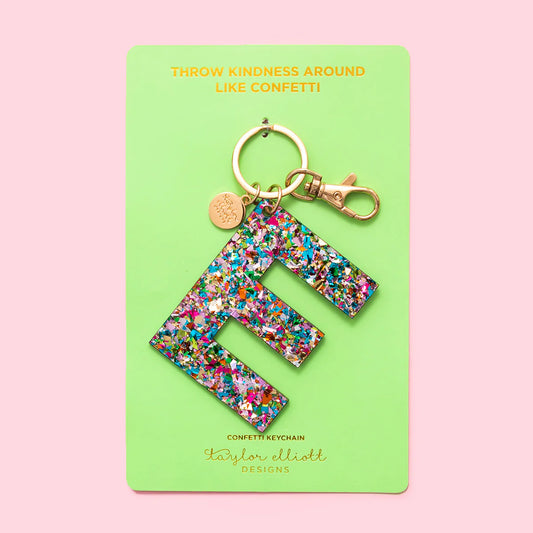 Colorful Confetti Letter Keychains A-Z