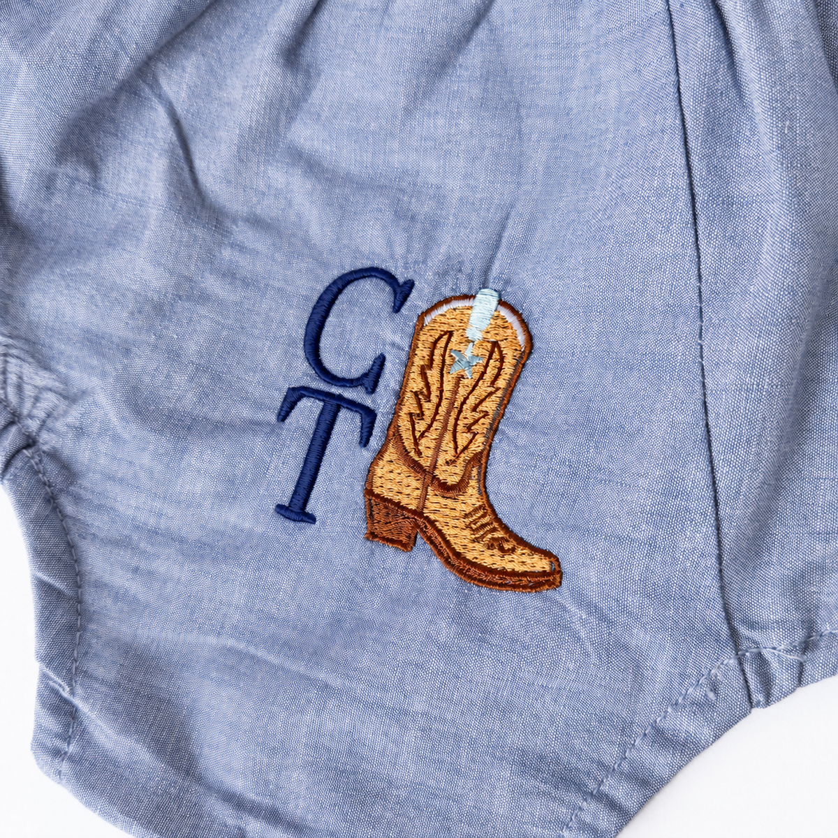 Little Cowboy Chambray Baby Diaper Cover - Savannah Creations