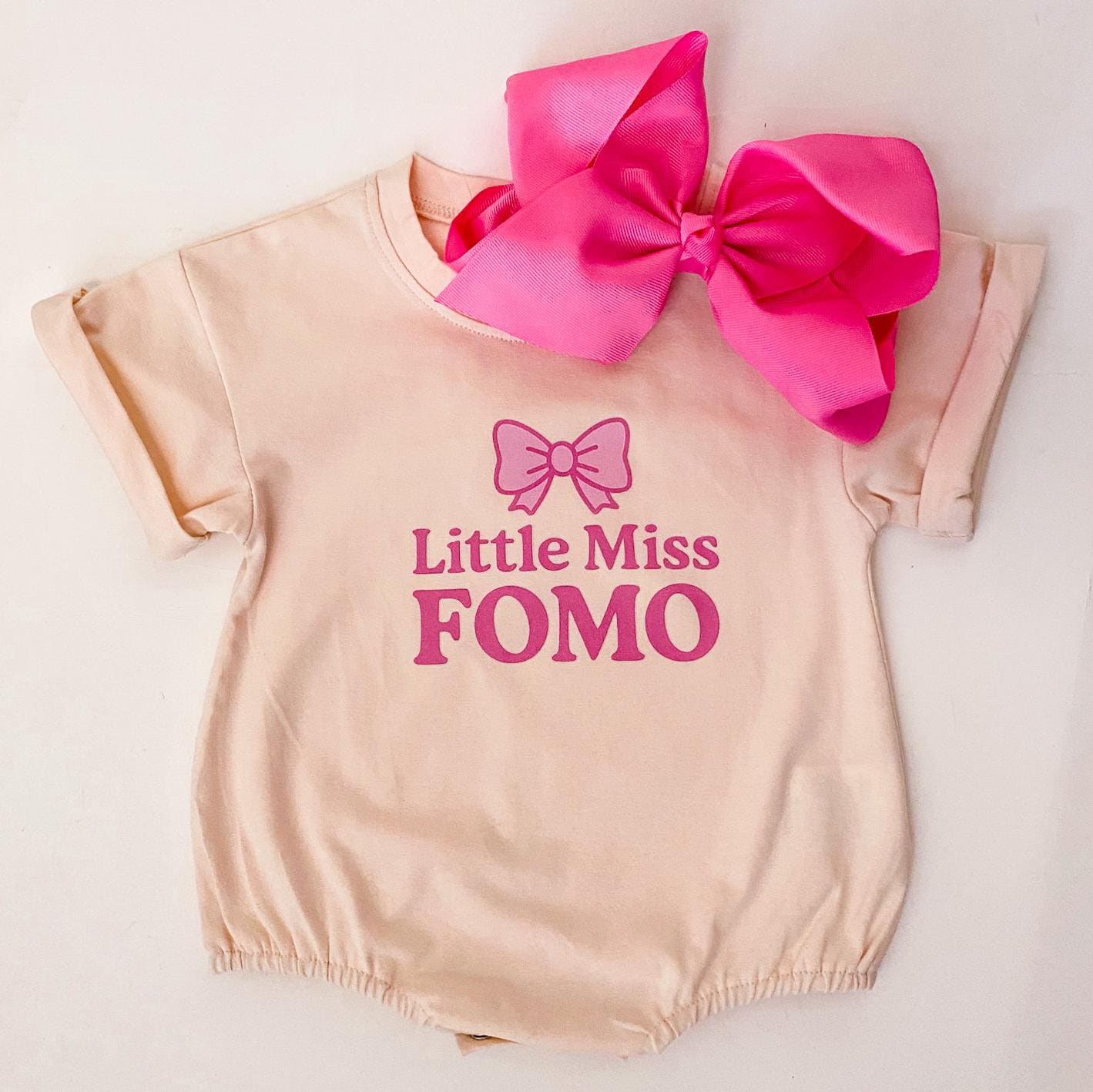 Little Miss Fomo Baby Bubble Romper: Girly Coquette Cotton Outfit