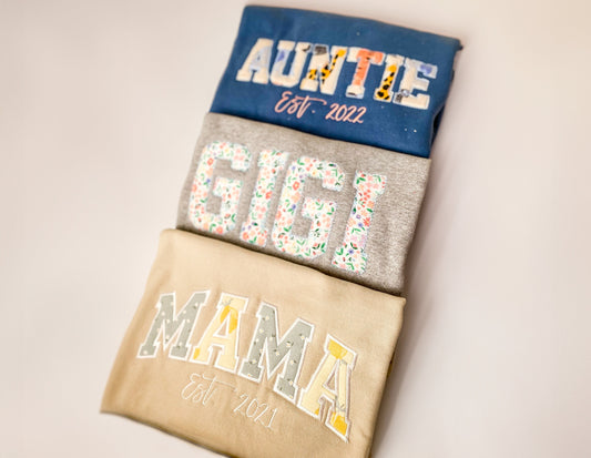 Mama Embroidered Baby Onesie Sweatshirt, Mother's Day Gift, Heirloom