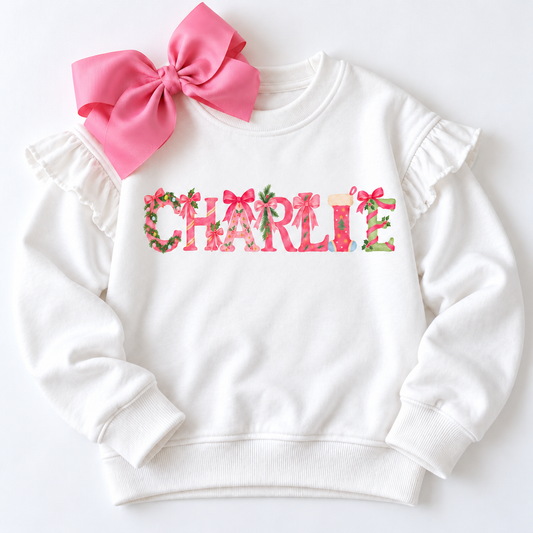 Merry & Bow — Personalized Christmas Ruffle Sweatshirt - Savannah Creations