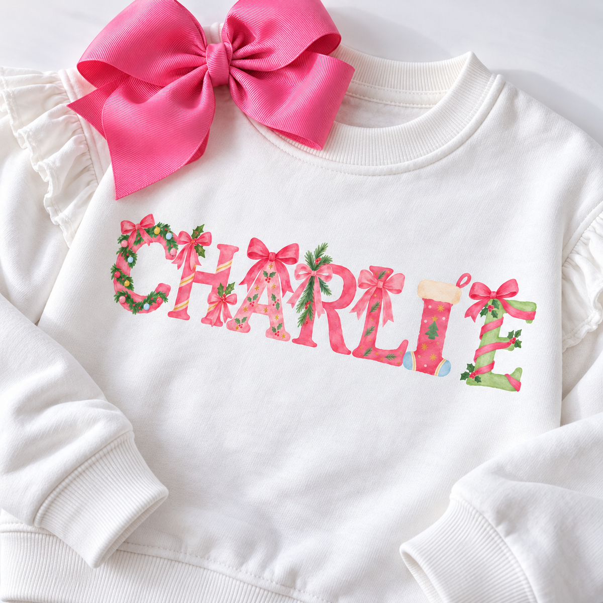 Merry & Bow — Personalized Christmas Ruffle Sweatshirt - Savannah Creations