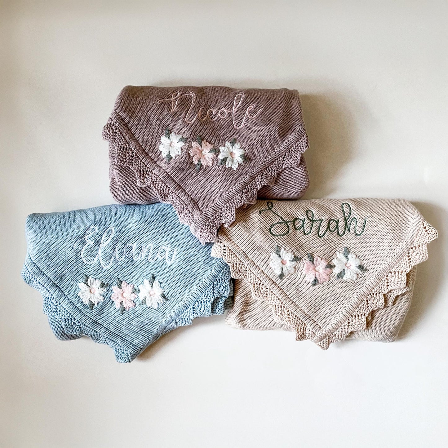 Monogrammed Baby Blanket: Custom Knit Cotton Receiving Blanket
