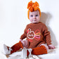 Monogrammed Baby Girl Thanksgiving Romper: Knit Turkey Design