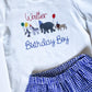 Monogrammed Birthday Boy Outfit: Embroidered Animal Party Shirt & Shorts