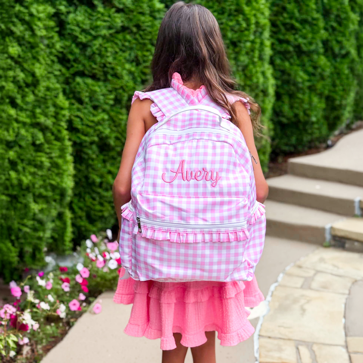 Monogrammed Gingham Backpack & Lunchbox Set - Savannah Creations