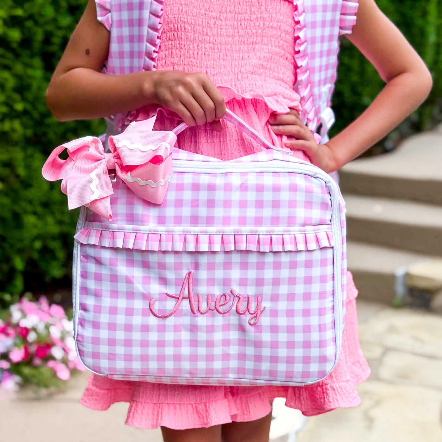 Monogrammed Gingham Backpack & Lunchbox Set - Savannah Creations
