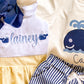 Monogrammed Whale Outfit: Embroidered Matching Sibling Set