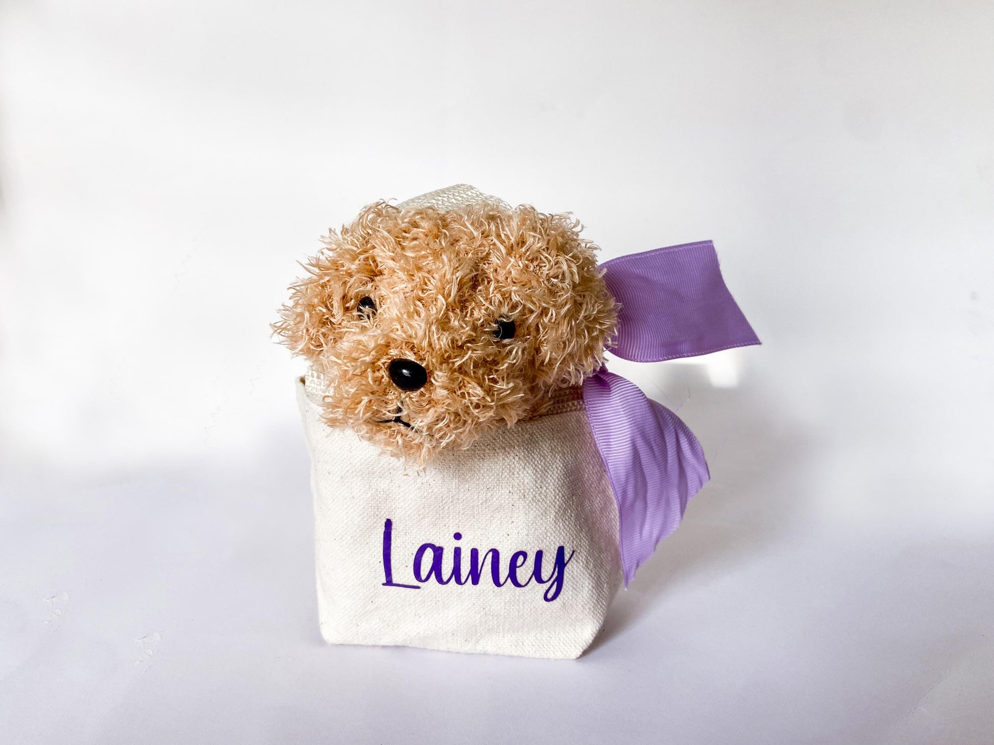 Monogrammed Puppy Party Favor: Personalized Purse with Plush Dog