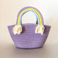 Monogrammed Rainbow Handle Woven Purse: Kids Summer Accessory