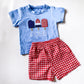 Monogrammed 4th Of July Outfit: Girl's Dress & Boy's Shorts Set