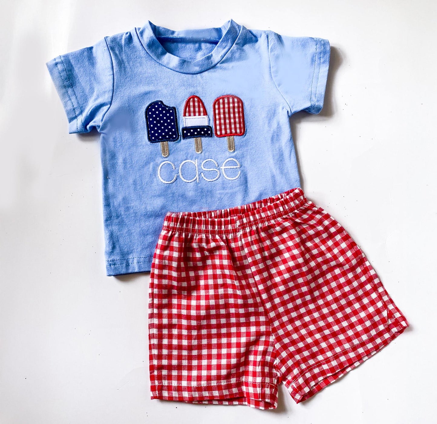 Monogrammed 4th Of July Outfit: Girl's Dress & Boy's Shorts Set