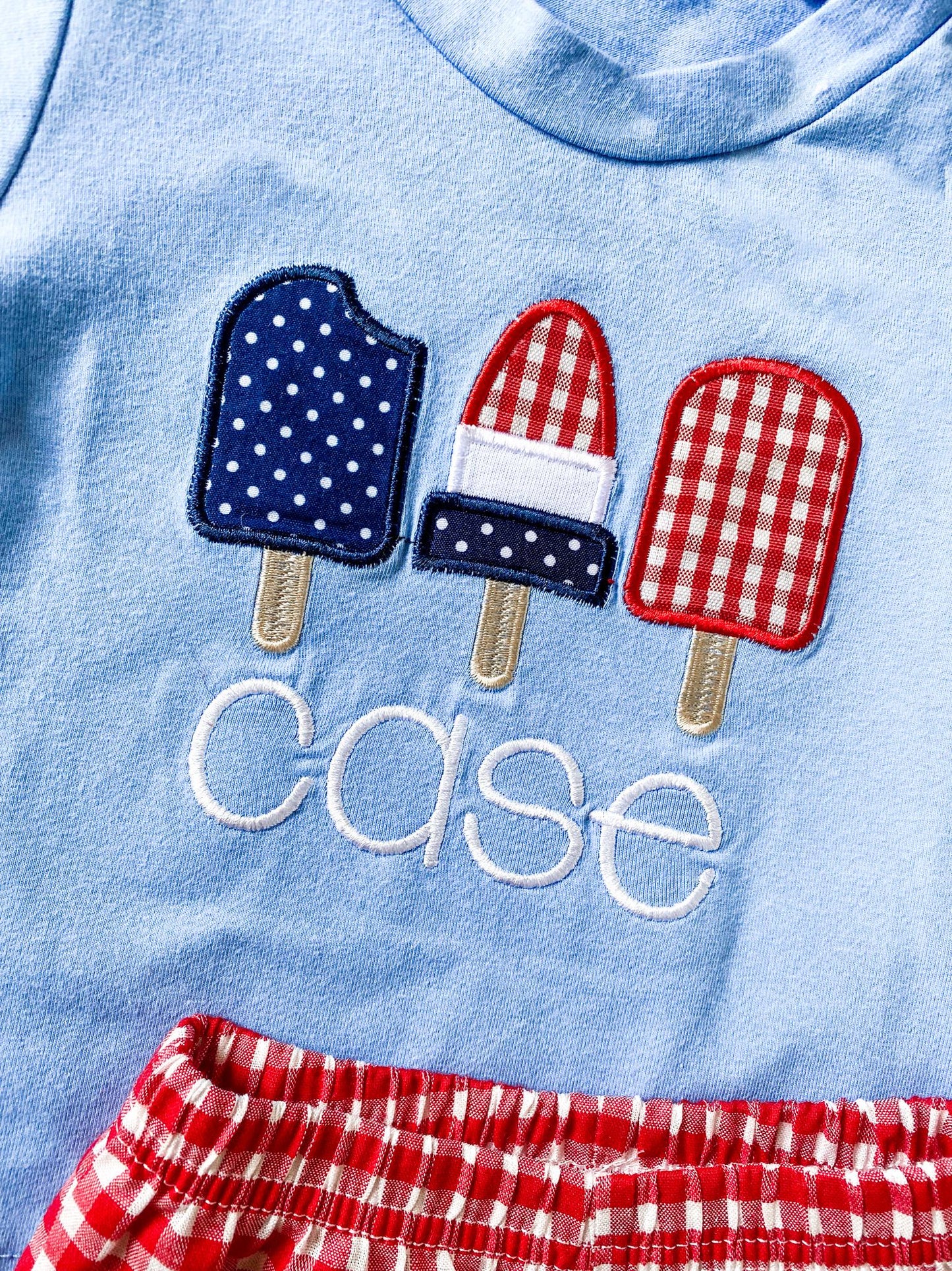 Monogrammed 4th Of July Outfit: Girl's Dress & Boy's Shorts Set