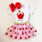 Monogrammed Apple Outfit: Embroidered Top & Tutu - First Day of School