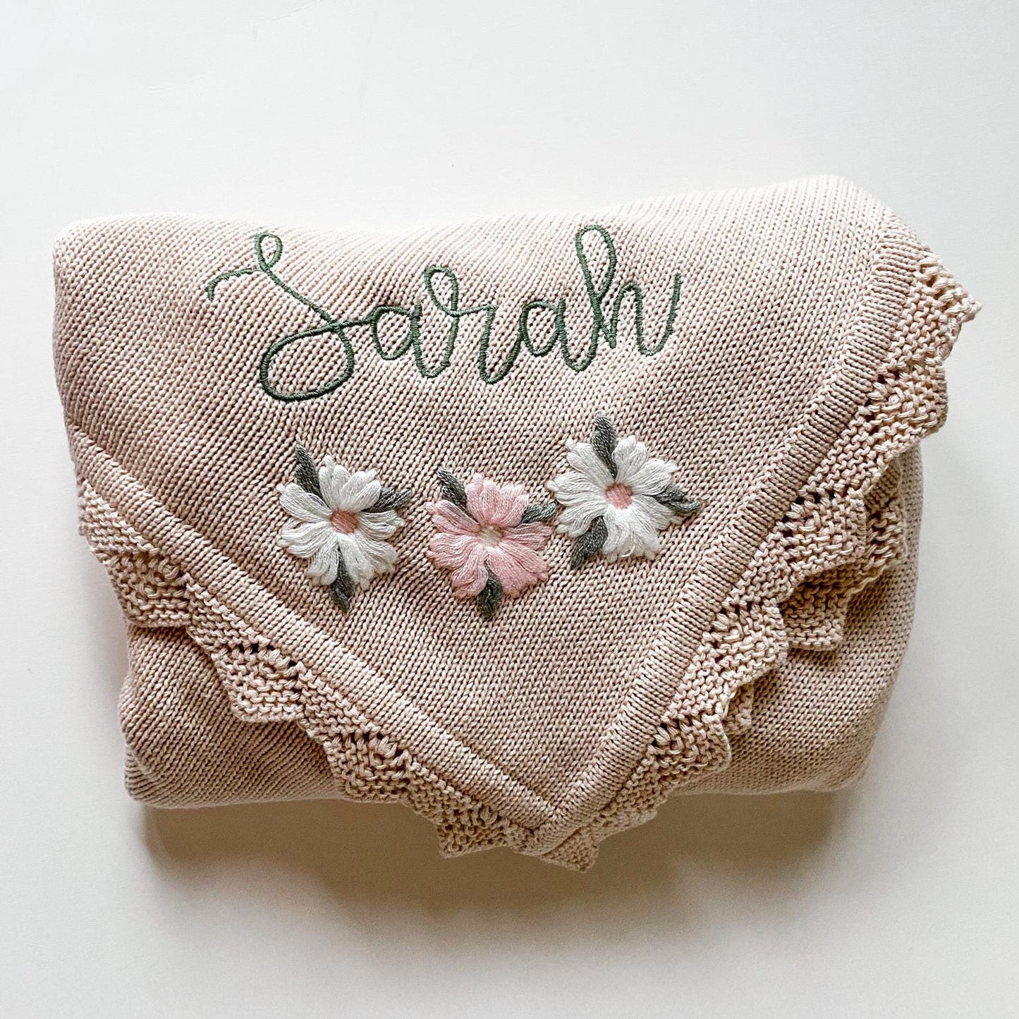 Monogrammed Baby Blanket: Custom Knit Cotton Receiving Blanket